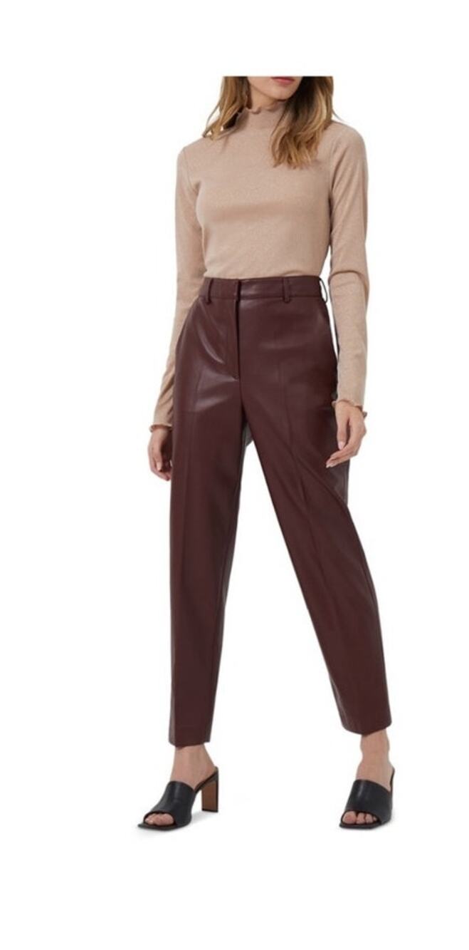 French Connection Brown Crolenda Faux Leather Pants Sz 4